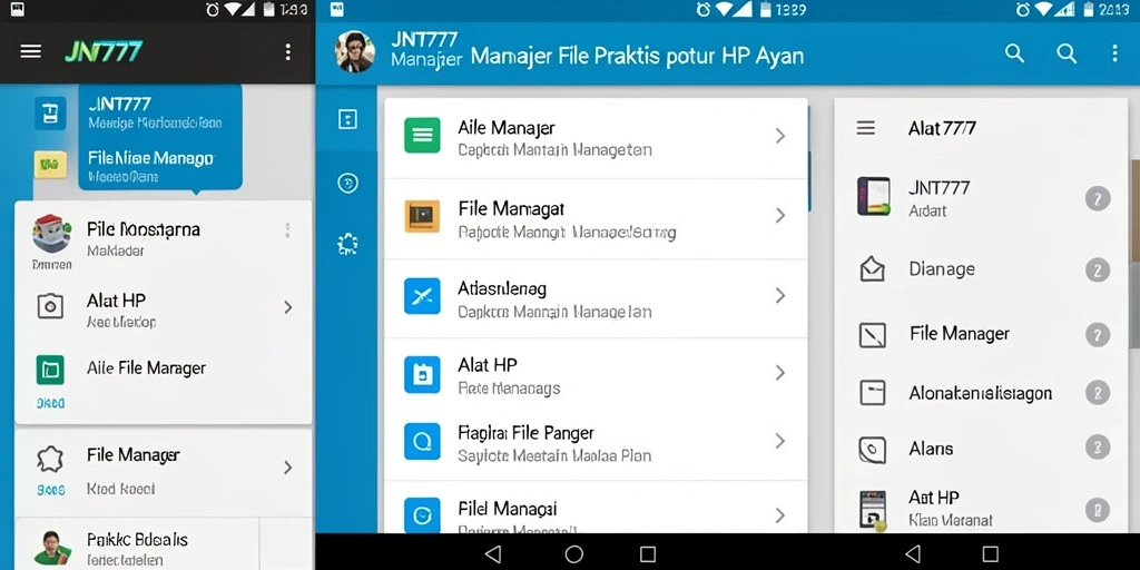 Antarmuka mudah digunakan dari aplikasi File Manager JNT777.