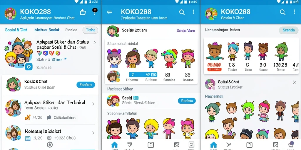 Tampilan antarmuka KOKO288 dengan pilihan stiker berwarna-warni.