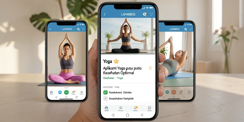 Antarmuka aplikasi LAPARBOS dengan berbagai sesi yoga dan meditasi.