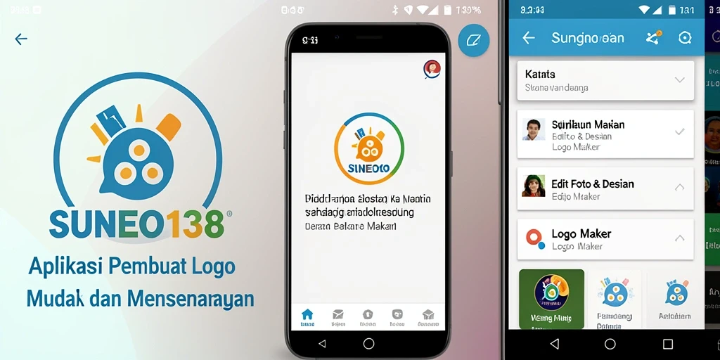Antarmuka SUNEO138 menampilkan fitur lengkap pembuatan logo yang intuitif.