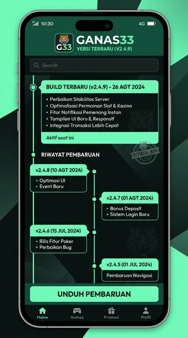 Riwayat Versi Ganas33 untuk Pengguna Android